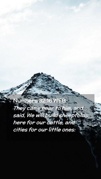 Picture 02 - Numbers 32:16 WEB Mobile Phone Wallpaper - They came near to him, and said, We will build - Mobile Bible Verse Wallpaper
