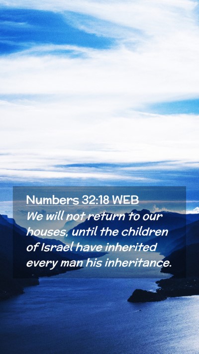 Picture 02 - Numbers 32:18 WEB Mobile Phone Wallpaper - We will not return to our houses, until the - Mobile Bible Verse Wallpaper