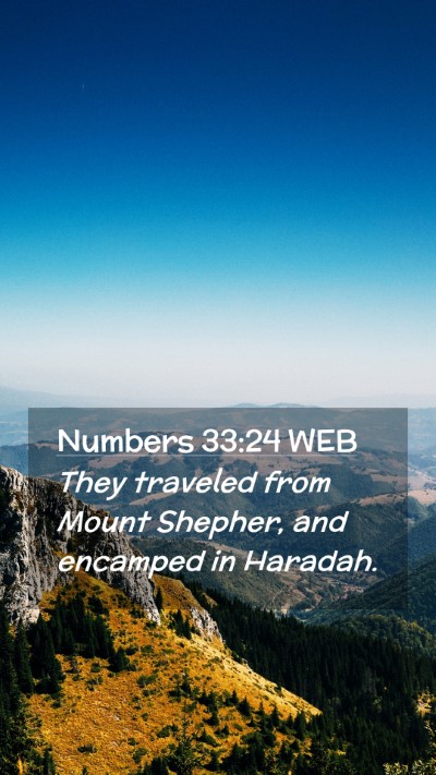 Picture 02 - Numbers 33:24 WEB Mobile Phone Wallpaper - They traveled from Mount Shepher, and encamped in - Mobile Bible Verse Wallpaper