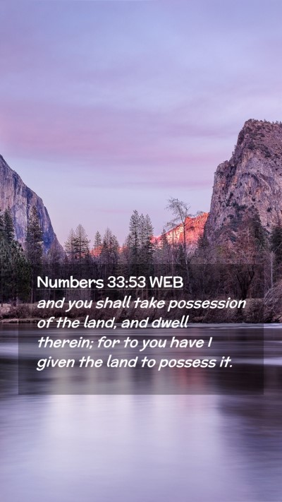 Picture 02 - Numbers 33:53 WEB Mobile Phone Wallpaper - and you shall take possession of the land, and - Mobile Bible Verse Wallpaper