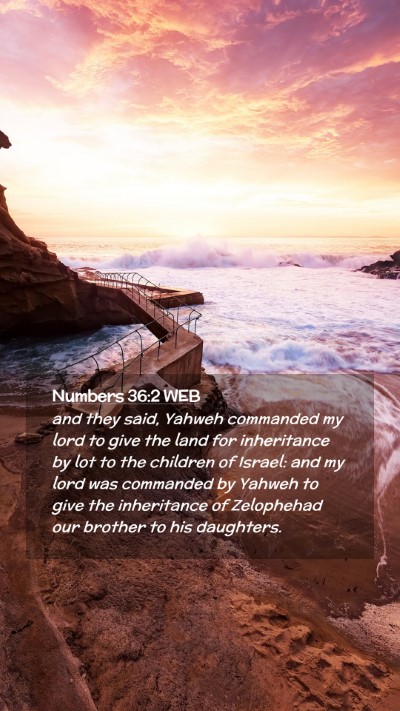 Picture 02 - Numbers 36:2 WEB Mobile Phone Wallpaper - and they said, Yahweh commanded my lord to give - Mobile Bible Verse Wallpaper