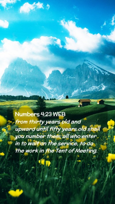Picture 02 - Numbers 4:23 WEB Mobile Phone Wallpaper - from thirty years old and upward until fifty - Mobile Bible Verse Wallpaper