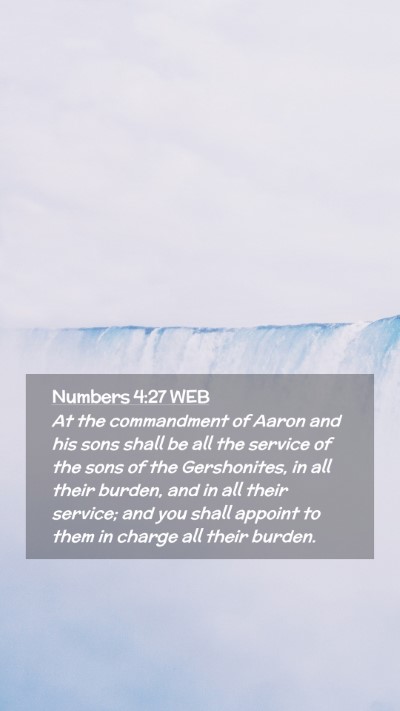 Picture 02 - Numbers 4:27 WEB Mobile Phone Wallpaper - At the commandment of Aaron and his sons shall be - Mobile Bible Verse Wallpaper