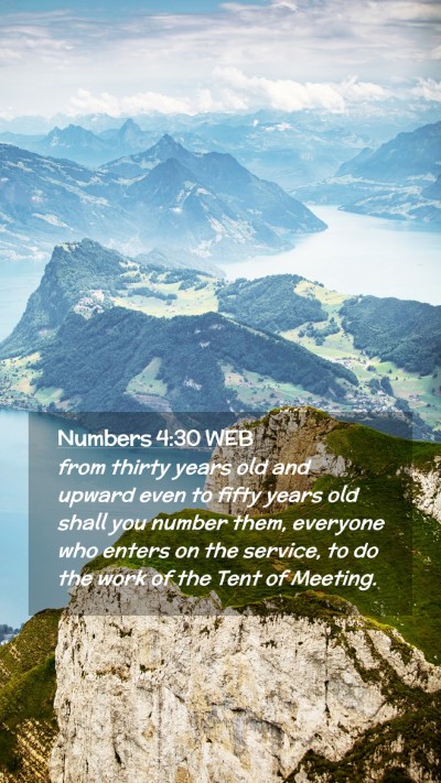Picture 02 - Numbers 4:30 WEB Mobile Phone Wallpaper - from thirty years old and upward even to fifty - Mobile Bible Verse Wallpaper