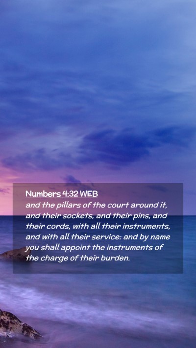 Picture 02 - Numbers 4:32 WEB Mobile Phone Wallpaper - and the pillars of the court around it, and their - Mobile Bible Verse Wallpaper