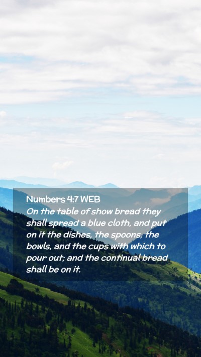 Picture 02 - Numbers 4:7 WEB Mobile Phone Wallpaper - On the table of show bread they shall spread a - Mobile Bible Verse Wallpaper