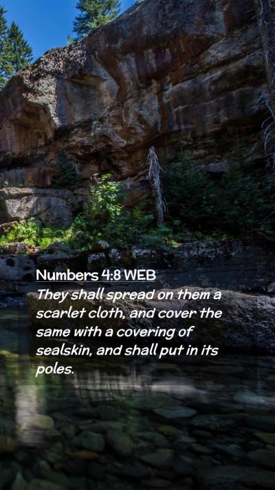 Picture 02 - Numbers 4:8 WEB Mobile Phone Wallpaper - They shall spread on them a scarlet cloth, and - Mobile Bible Verse Wallpaper