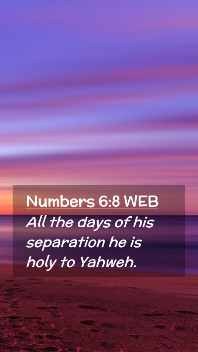 Picture 02 - Numbers 6:8 WEB Mobile Phone Wallpaper - All the days of his separation he is holy to - Mobile Bible Verse Wallpaper