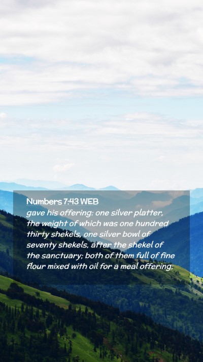 Picture 02 - Numbers 7:43 WEB Mobile Phone Wallpaper - gave his offering: one silver platter, the weight - Mobile Bible Verse Wallpaper