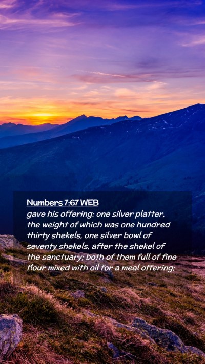 Picture 02 - Numbers 7:67 WEB Mobile Phone Wallpaper - gave his offering: one silver platter, the weight - Mobile Bible Verse Wallpaper