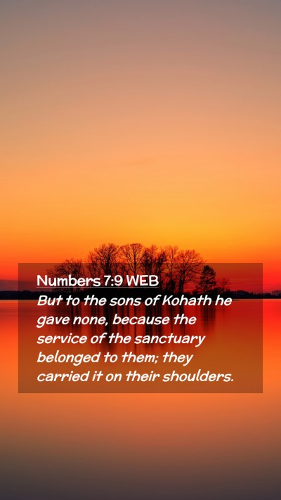 Picture 02 - Numbers 7:9 WEB Mobile Phone Wallpaper - But to the sons of Kohath he gave none, because - Mobile Bible Verse Wallpaper