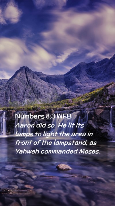 Picture 02 - Numbers 8:3 WEB Mobile Phone Wallpaper - Aaron did so. He lit its lamps to light the area - Mobile Bible Verse Wallpaper