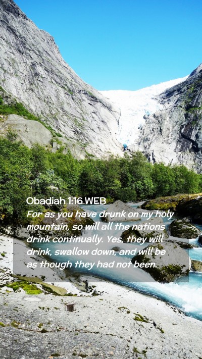 Picture 02 - Obadiah 1:16 WEB Mobile Phone Wallpaper - For as you have drunk on my holy mountain, so - Mobile Bible Verse Wallpaper