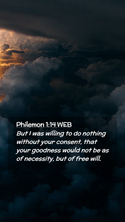 Picture 02 - Philemon 1:14 WEB Mobile Phone Wallpaper - But I was willing to do nothing without your - Mobile Bible Verse Wallpaper