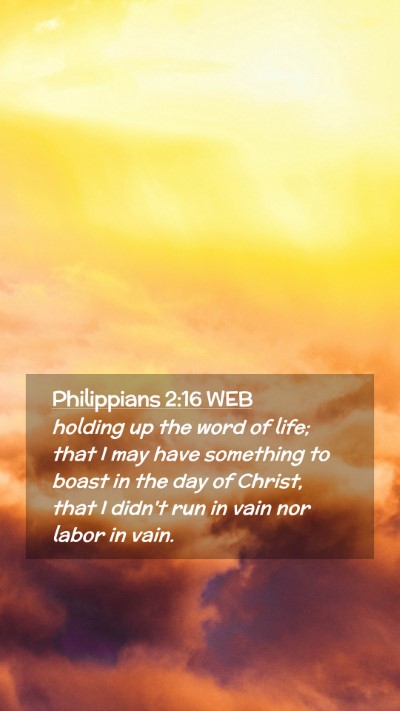 Picture 02 - Philippians 2:16 WEB Mobile Phone Wallpaper - holding up the word of life; that I may have - Mobile Bible Verse Wallpaper
