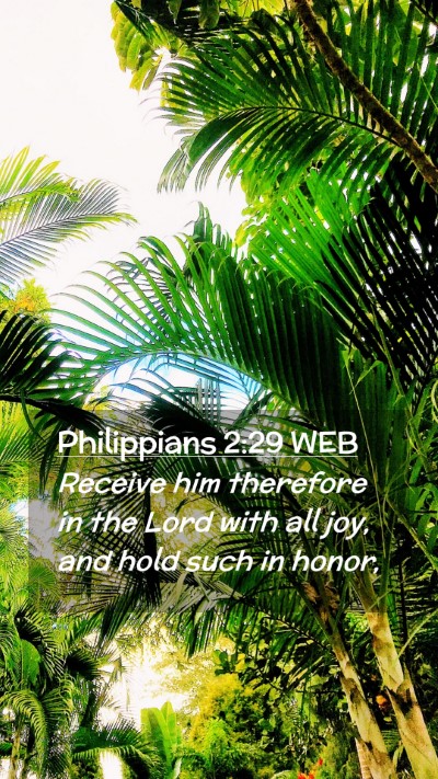 Picture 02 - Philippians 2:29 WEB Mobile Phone Wallpaper - Receive him therefore in the Lord with all joy, - Mobile Bible Verse Wallpaper
