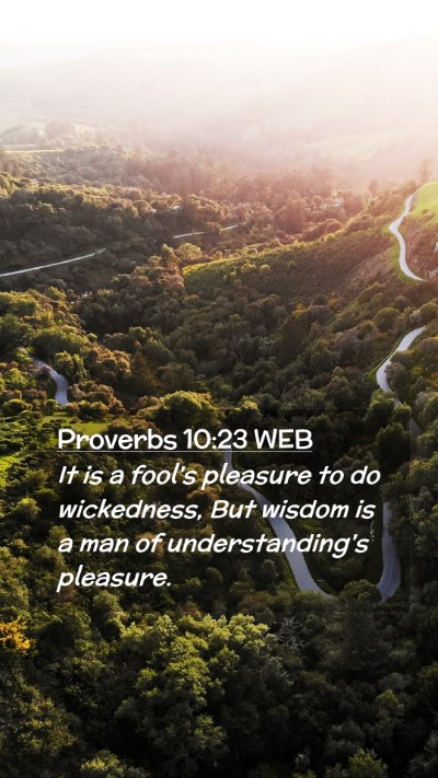 Picture 02 - Proverbs 10:23 WEB Mobile Phone Wallpaper - It is a fool's pleasure to do wickedness, But - Mobile Bible Verse Wallpaper