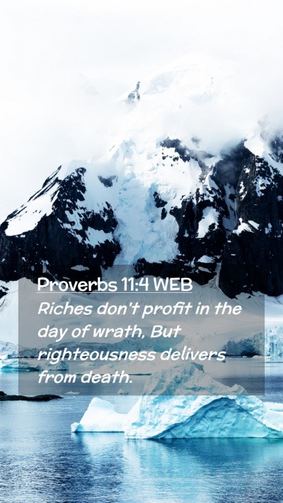 Picture 02 - Proverbs 11:4 WEB Mobile Phone Wallpaper - Riches don't profit in the day of wrath, But - Mobile Bible Verse Wallpaper
