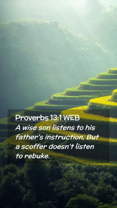 Picture 02 - Proverbs 13:1 WEB Mobile Phone Wallpaper - A wise son listens to his father's instruction, - Mobile Bible Verse Wallpaper