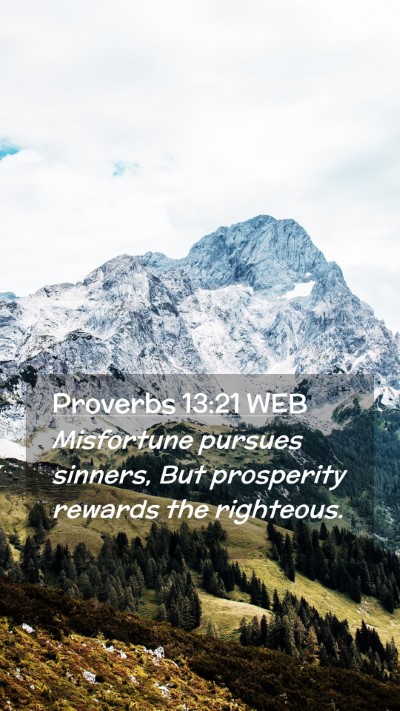 Picture 02 - Proverbs 13:21 WEB Mobile Phone Wallpaper - Misfortune pursues sinners, But prosperity - Mobile Bible Verse Wallpaper