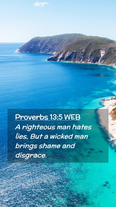 Picture 02 - Proverbs 13:5 WEB Mobile Phone Wallpaper - A righteous man hates lies, But a wicked man - Mobile Bible Verse Wallpaper