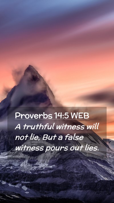 Picture 02 - Proverbs 14:5 WEB Mobile Phone Wallpaper - A truthful witness will not lie, But a false - Mobile Bible Verse Wallpaper