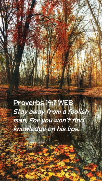 Picture 02 - Proverbs 14:7 WEB Mobile Phone Wallpaper - Stay away from a foolish man, For you won't find - Mobile Bible Verse Wallpaper