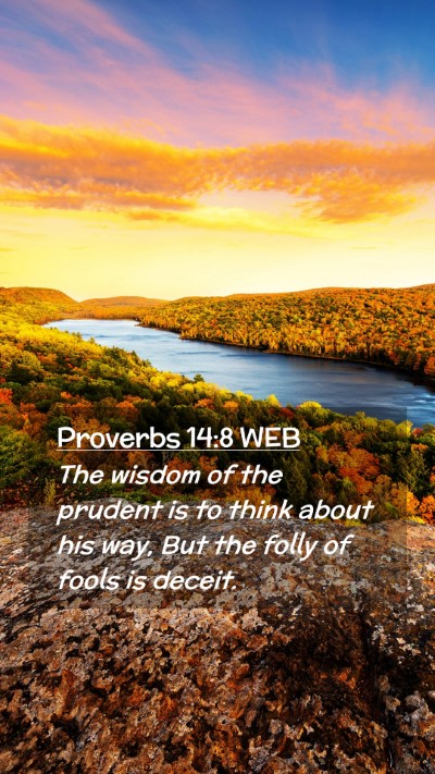 Picture 02 - Proverbs 14:8 WEB Mobile Phone Wallpaper - The wisdom of the prudent is to think about his - Mobile Bible Verse Wallpaper