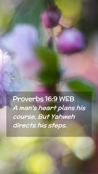 Picture 02 - Proverbs 16:9 WEB Mobile Phone Wallpaper - A man's heart plans his course, But Yahweh - Mobile Bible Verse Wallpaper