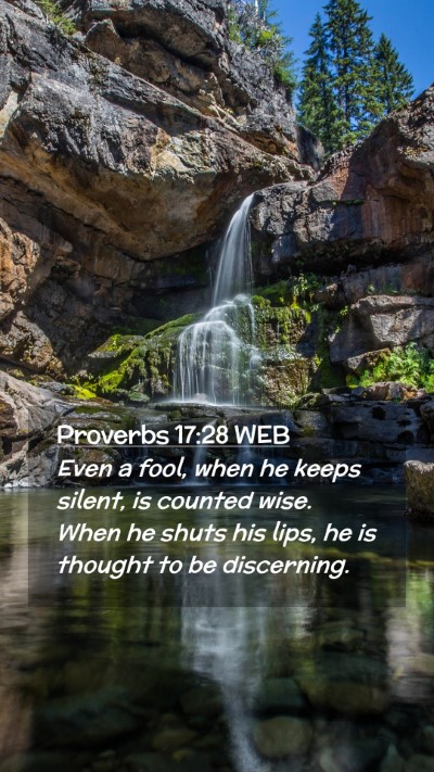 Picture 02 - Proverbs 17:28 WEB Mobile Phone Wallpaper - Even a fool, when he keeps silent, is counted - Mobile Bible Verse Wallpaper