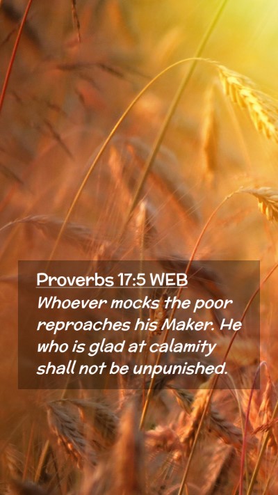 Picture 02 - Proverbs 17:5 WEB Mobile Phone Wallpaper - Whoever mocks the poor reproaches his Maker. He - Mobile Bible Verse Wallpaper