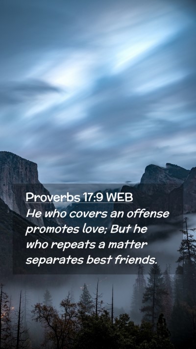 Picture 02 - Proverbs 17:9 WEB Mobile Phone Wallpaper - He who covers an offense promotes love; But he - Mobile Bible Verse Wallpaper