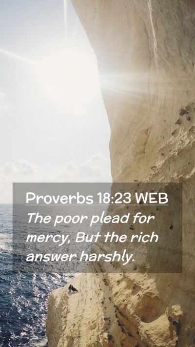 Picture 02 - Proverbs 18:23 WEB Mobile Phone Wallpaper - The poor plead for mercy, But the rich answer - Mobile Bible Verse Wallpaper