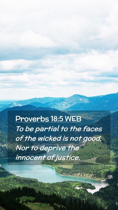 Picture 02 - Proverbs 18:5 WEB Mobile Phone Wallpaper - To be partial to the faces of the wicked is not - Mobile Bible Verse Wallpaper