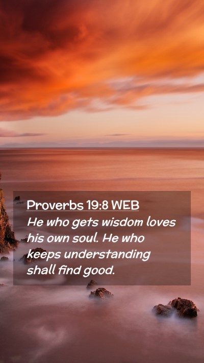 Picture 02 - Proverbs 19:8 WEB Mobile Phone Wallpaper - He who gets wisdom loves his own soul. He who - Mobile Bible Verse Wallpaper