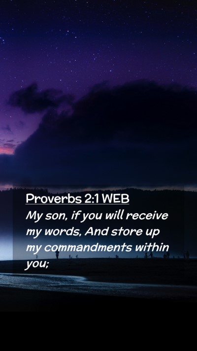 Picture 02 - Proverbs 2:1 WEB Mobile Phone Wallpaper - My son, if you will receive my words, And store - Mobile Bible Verse Wallpaper