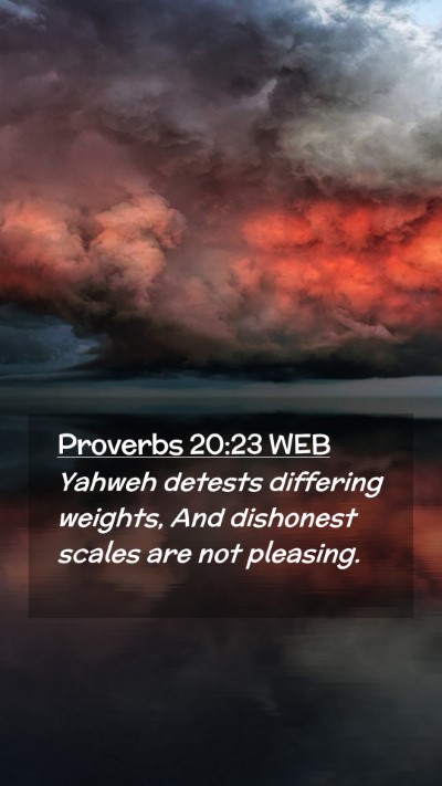 Picture 02 - Proverbs 20:23 WEB Mobile Phone Wallpaper - Yahweh detests differing weights, And dishonest - Mobile Bible Verse Wallpaper