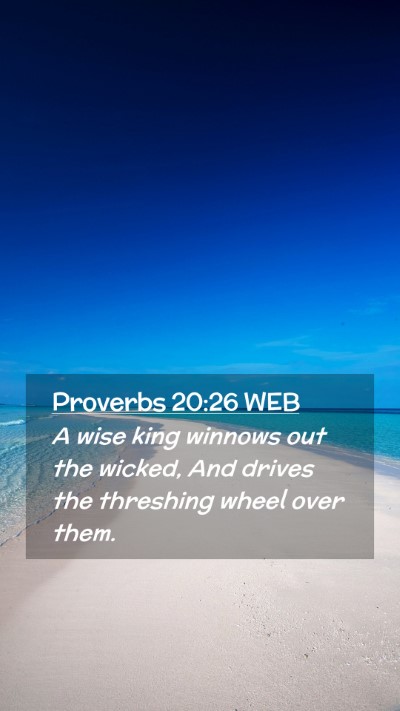 Picture 02 - Proverbs 20:26 WEB Mobile Phone Wallpaper - A wise king winnows out the wicked, And drives - Mobile Bible Verse Wallpaper
