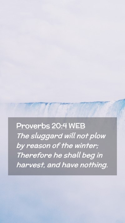 Picture 02 - Proverbs 20:4 WEB Mobile Phone Wallpaper - The sluggard will not plow by reason of the - Mobile Bible Verse Wallpaper