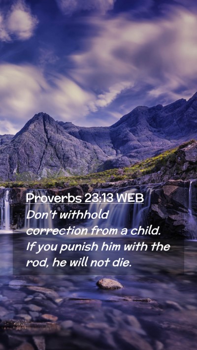 Picture 02 - Proverbs 23:13 WEB Mobile Phone Wallpaper - Don't withhold correction from a child. If you - Mobile Bible Verse Wallpaper