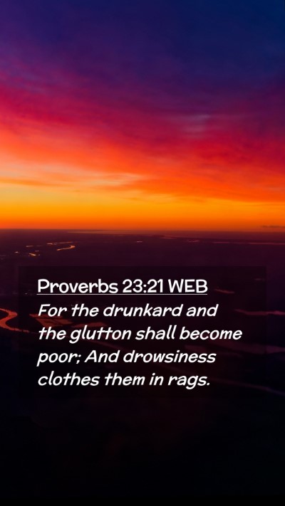Picture 02 - Proverbs 23:21 WEB Mobile Phone Wallpaper - For the drunkard and the glutton shall become - Mobile Bible Verse Wallpaper