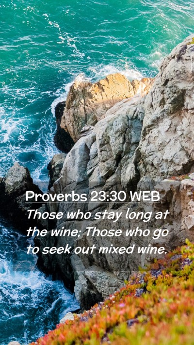 Picture 02 - Proverbs 23:30 WEB Mobile Phone Wallpaper - Those who stay long at the wine; Those who go to - Mobile Bible Verse Wallpaper