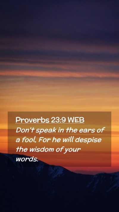 Picture 02 - Proverbs 23:9 WEB Mobile Phone Wallpaper - Don't speak in the ears of a fool, For he will - Mobile Bible Verse Wallpaper