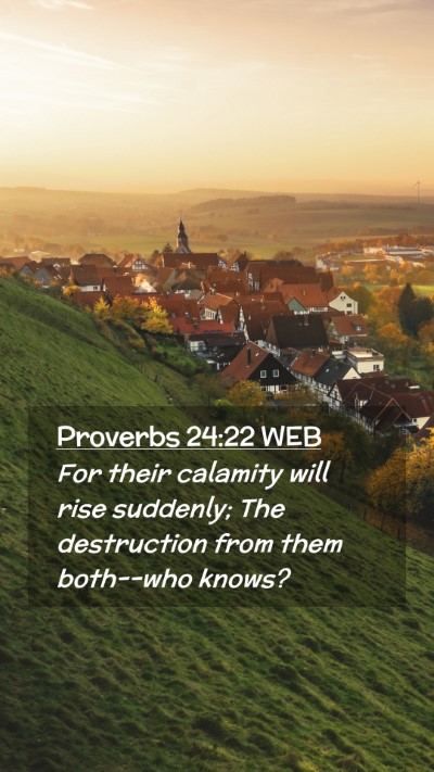 Picture 02 - Proverbs 24:22 WEB Mobile Phone Wallpaper - For their calamity will rise suddenly; The - Mobile Bible Verse Wallpaper
