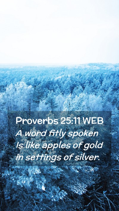Picture 02 - Proverbs 25:11 WEB Mobile Phone Wallpaper - A word fitly spoken Is like apples of gold in - Mobile Bible Verse Wallpaper