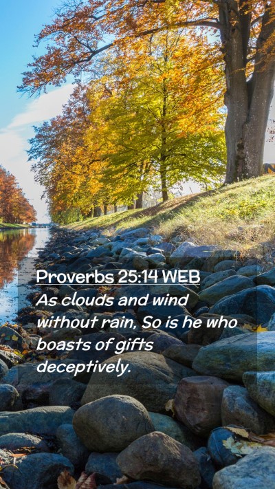 Picture 02 - Proverbs 25:14 WEB Mobile Phone Wallpaper - As clouds and wind without rain, So is he who - Mobile Bible Verse Wallpaper