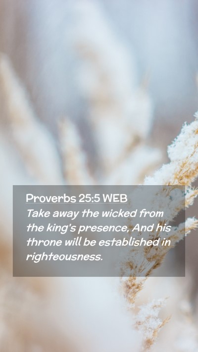Picture 02 - Proverbs 25:5 WEB Mobile Phone Wallpaper - Take away the wicked from the king's presence, - Mobile Bible Verse Wallpaper