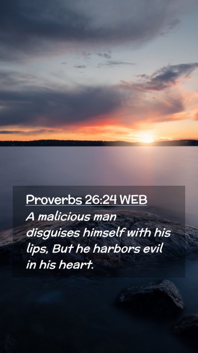 Picture 02 - Proverbs 26:24 WEB Mobile Phone Wallpaper - A malicious man disguises himself with his lips, - Mobile Bible Verse Wallpaper