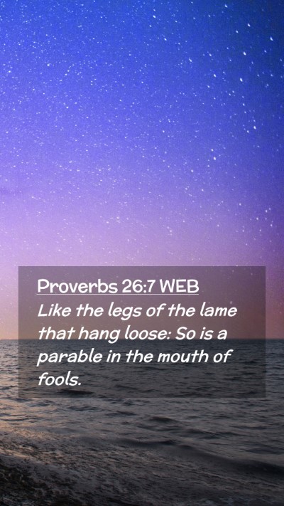 Picture 02 - Proverbs 26:7 WEB Mobile Phone Wallpaper - Like the legs of the lame that hang loose: So is - Mobile Bible Verse Wallpaper