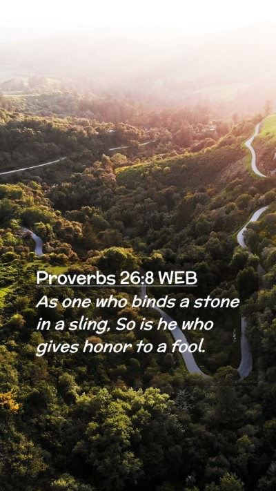Picture 02 - Proverbs 26:8 WEB Mobile Phone Wallpaper - As one who binds a stone in a sling, So is he who - Mobile Bible Verse Wallpaper